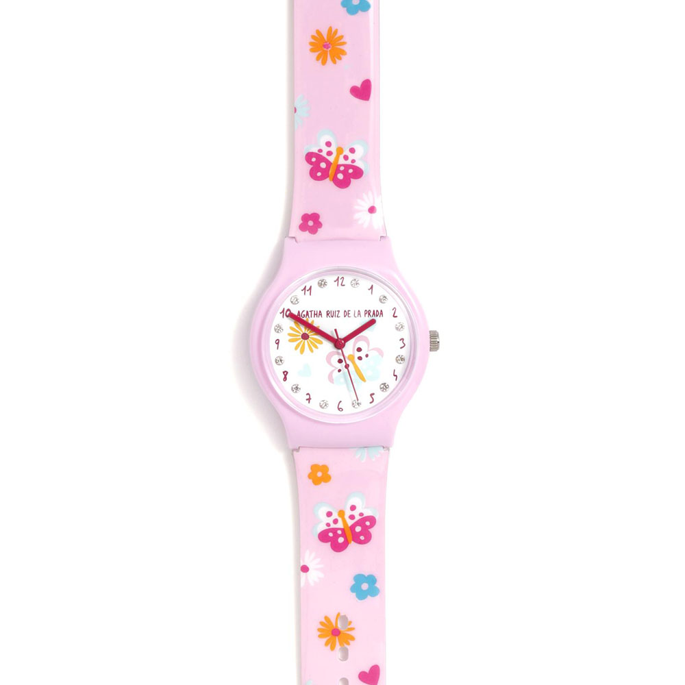 Agatha Ruiz De La Prada Flip Butterflies With Diamonds Παιδικό Ρολόι Χειρός 34 mm AGR360 (Ροζ)