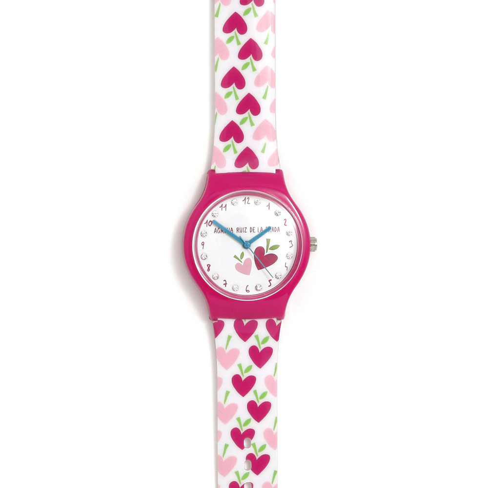 Agatha Ruiz De La Prada Flip Hearts With Diamonds Παιδικό Ρολόι Χειρός 34 mm AGR362 (Φούξια)