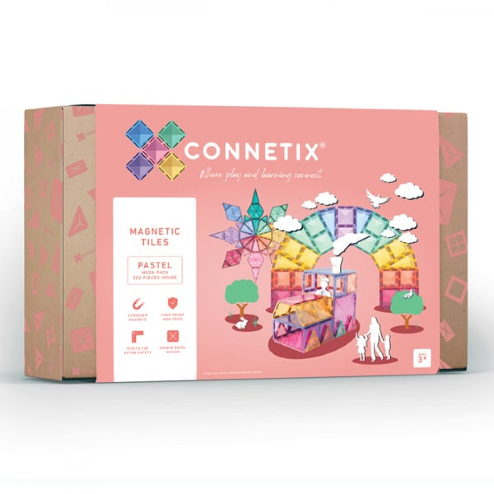 Connetix Pastel Mega Pack Μαγνητικά Τουβλάκια Κατασκευών 202τμχ.