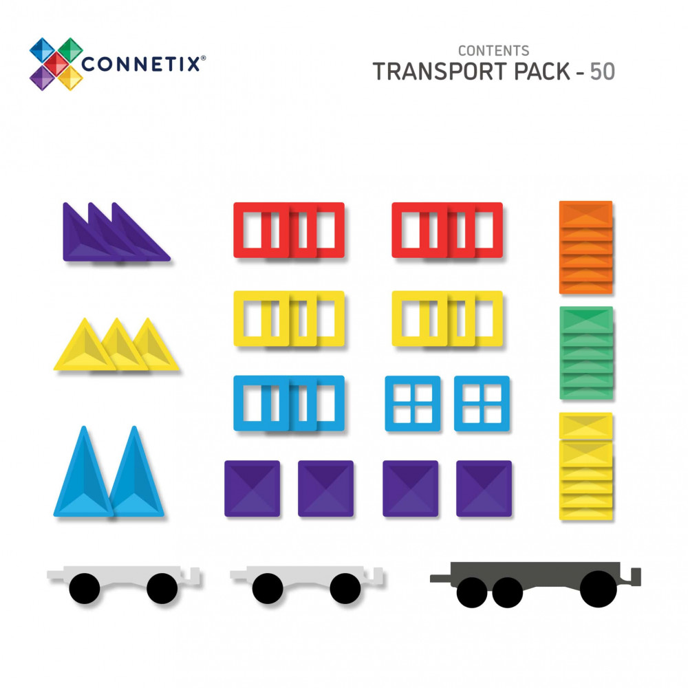 Connetix Rainbow Transport Μαγνητικά Τουβλάκια Κατασκευών 50τμχ.