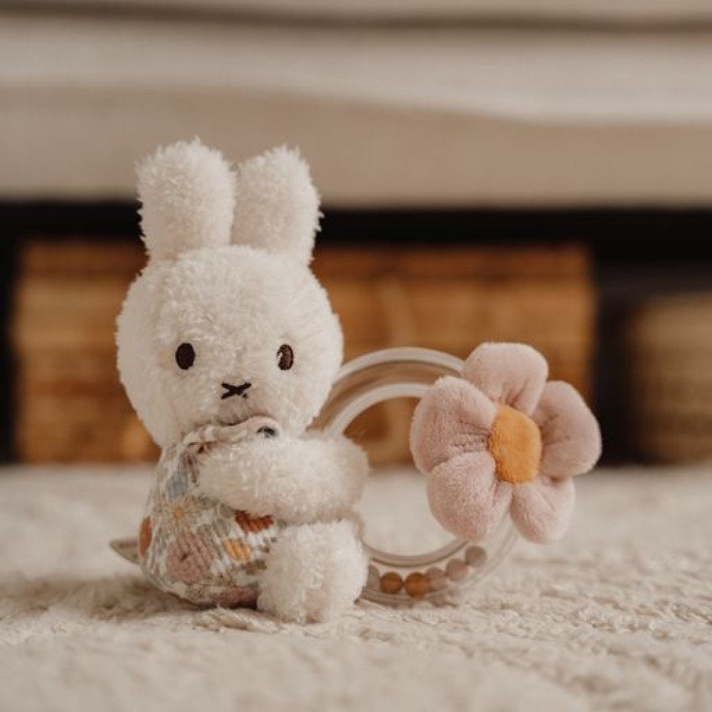 Little Dutch Υφασμάτινη Κουδουνίστρα με Κρίκο Miffy Vintage Little Flowers