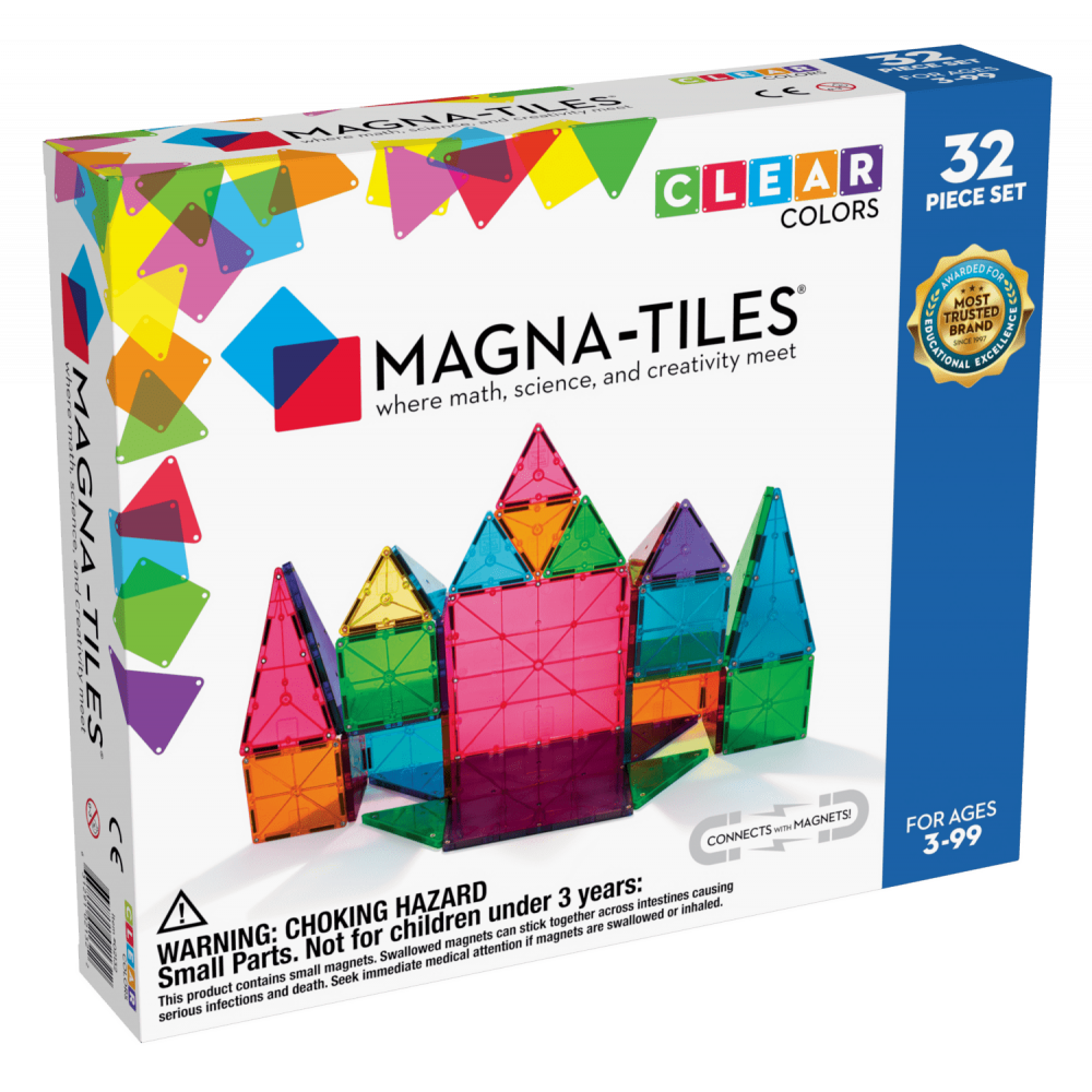 Magna-Tiles Μαγνητικό Παιχνίδι 32 κομματιών Clear Colors