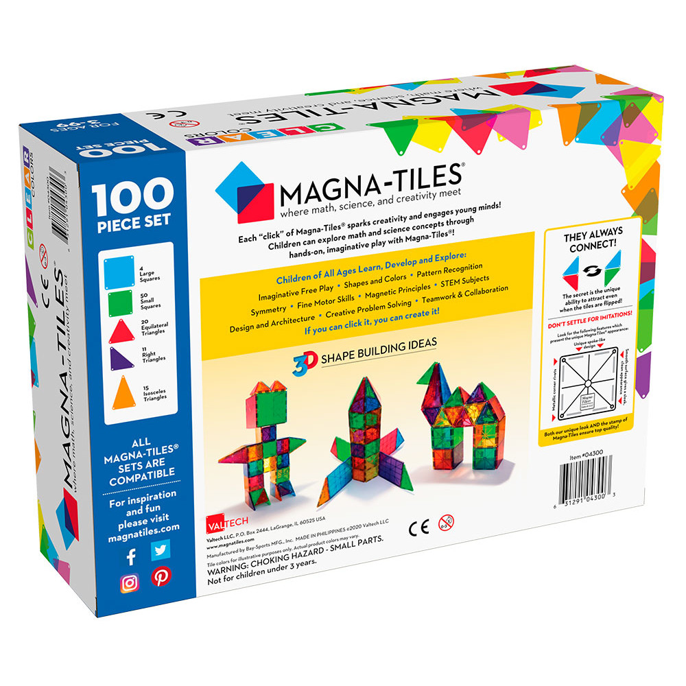 Magna-Tiles Μαγνητικό Παιχνίδι 100 κομματιών Clear Colors