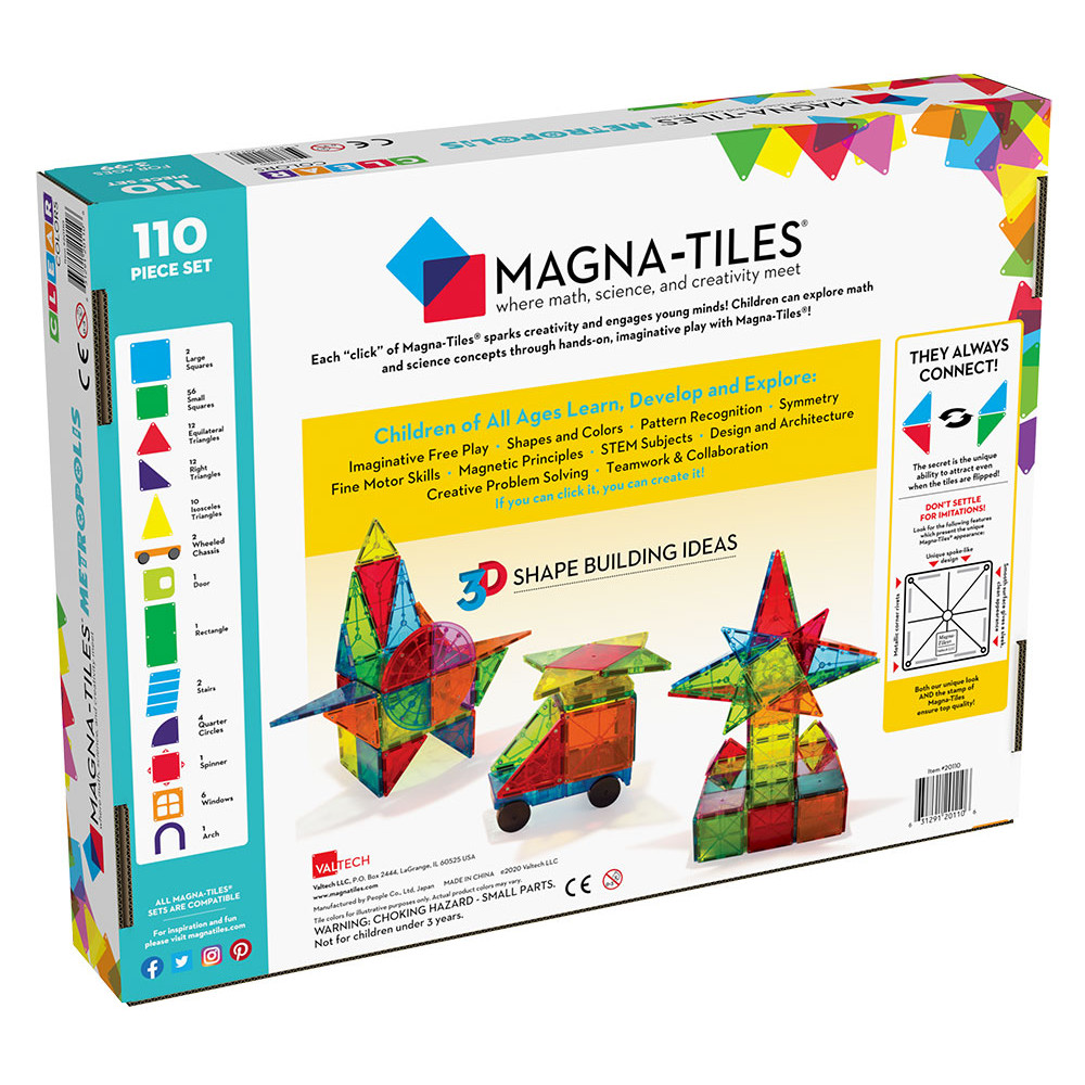 Magna-Tiles Μαγνητικό Παιχνίδι 110 κομματιών Metropolis