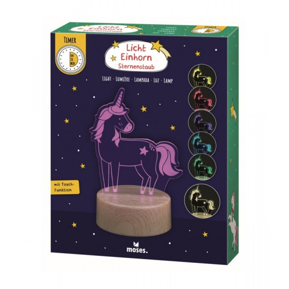 Moses Φωτιστικό 3D LED Unicorn με καλώδιο ή Μπαταρίες USB 18cm