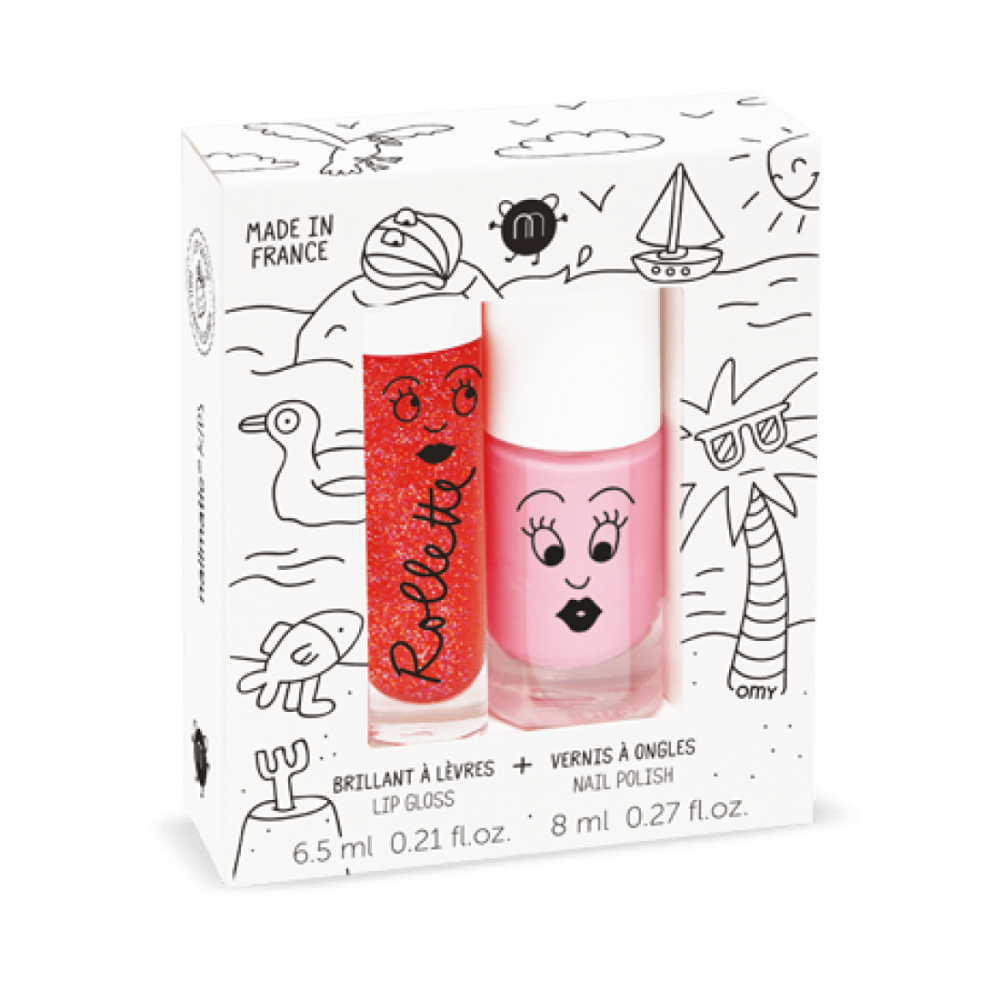 Nailmatic Σετ Lip gloss+βερνίκι νυχιών Holidays (Fraise-Cookie)