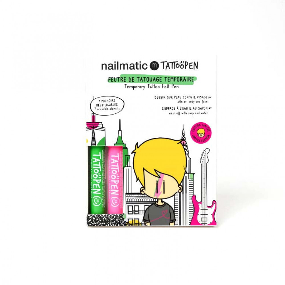 Nailmatic Σετ Ζωγραφικής Δέρματος Tattoopen με Στένσιλ New York by Jo Little