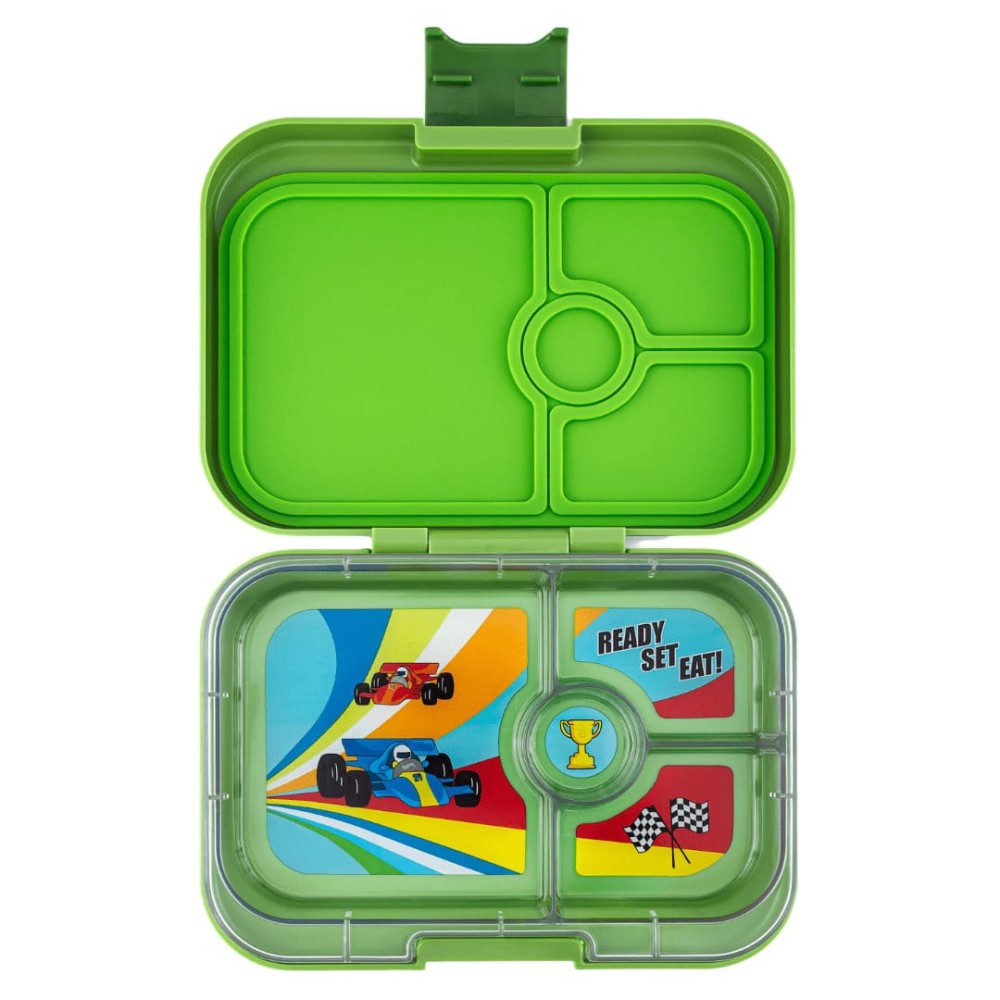 Yumbox Panino Φαγητοδοχείο με 4 χωρίσματα (Matcha Green - Race Cars)