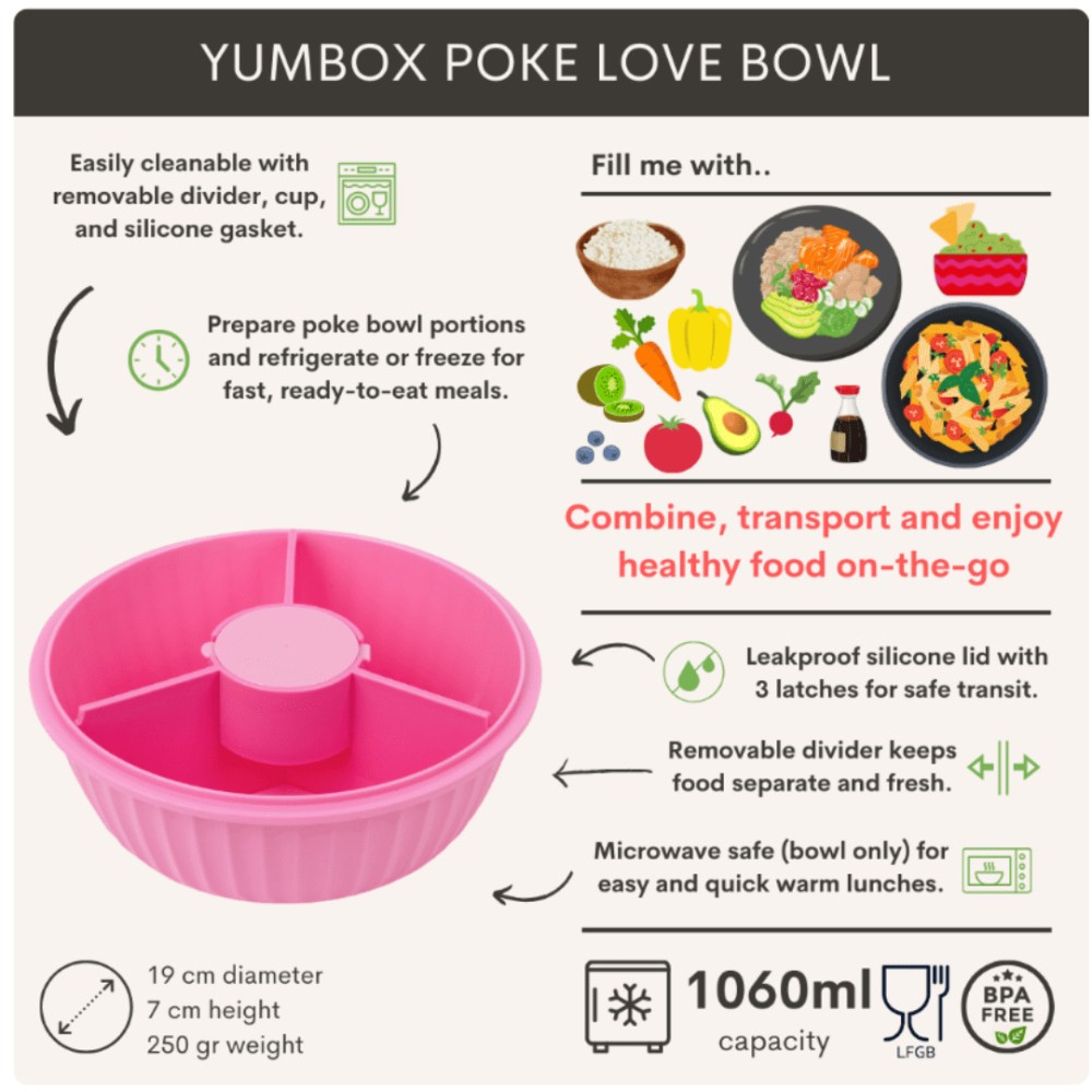 Yumbox Poke Bowl Φαγητοδοχείο με 3 χωρίσματα (Guava Pink)