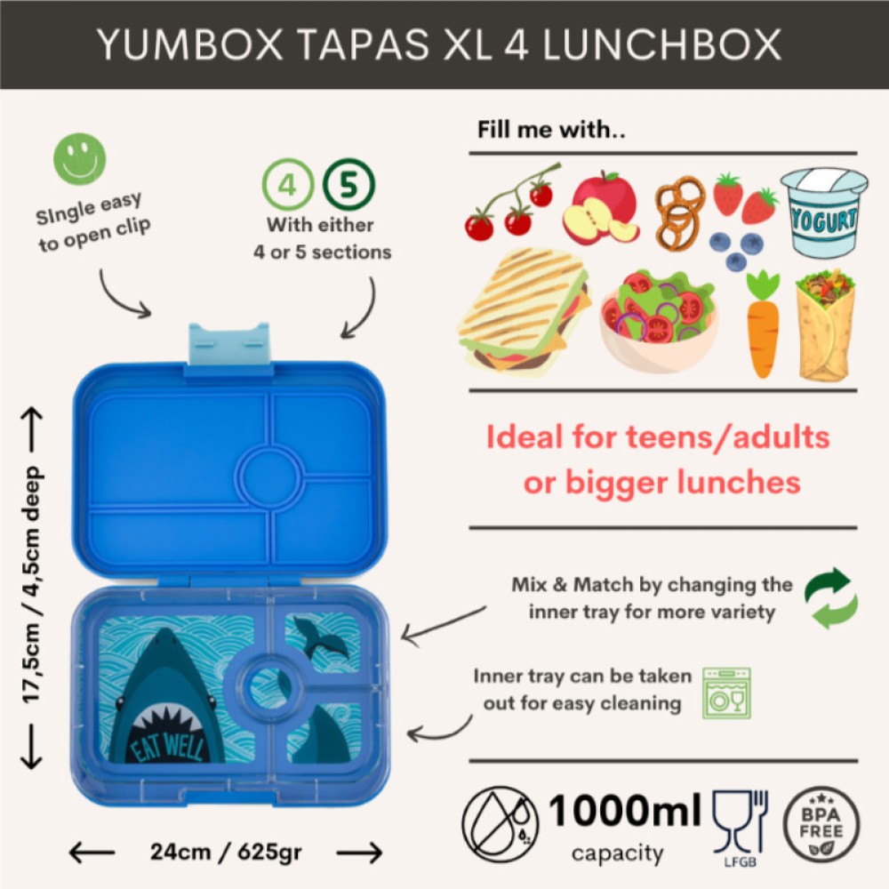 Yumbox Tapas Φαγητοδοχείο με 4 χωρίσματα (Malibu Purple - Rainbow)