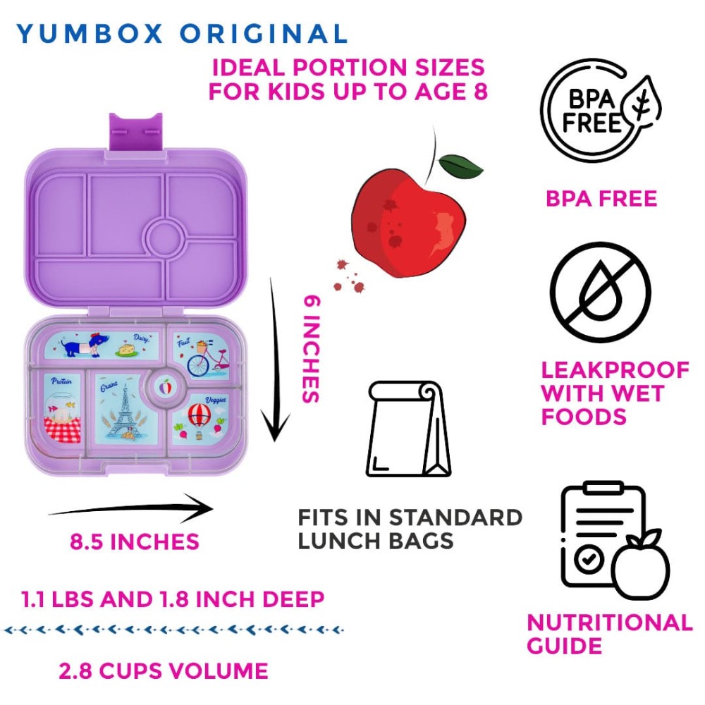 Yumbox Original Φαγητοδοχείο με 6 χωρίσματα (Lulu Purple - Paris)