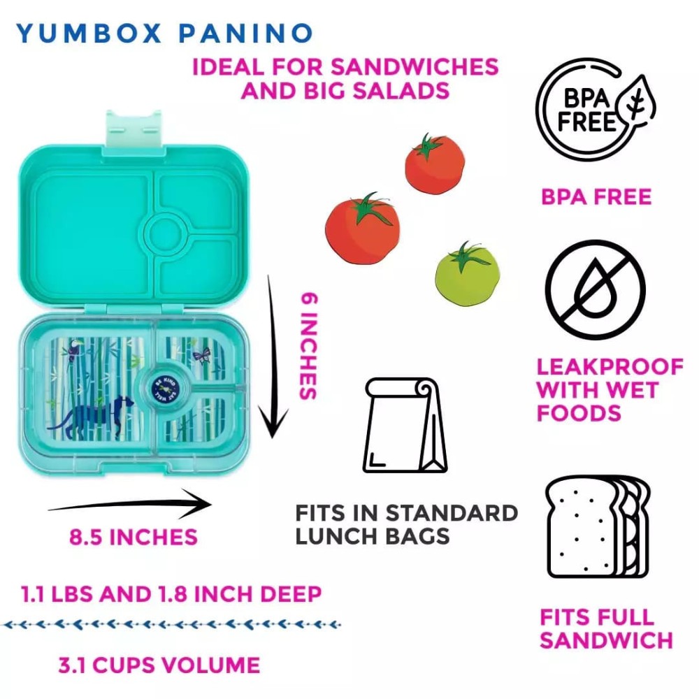 Yumbox Panino Φαγητοδοχείο με 4 χωρίσματα (Tropical Aqua - Panther)