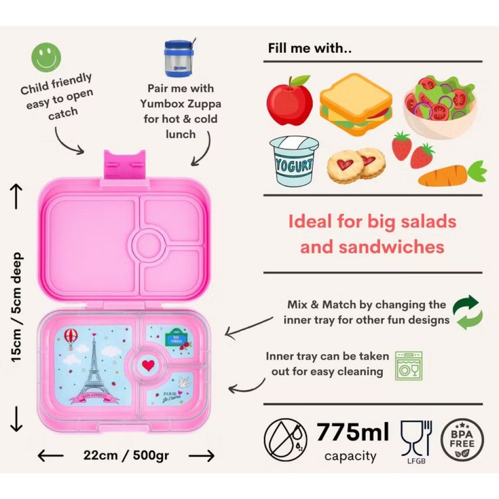 Yumbox Panino Φαγητοδοχείο με 4 χωρίσματα (Fifi Pink - Paris)