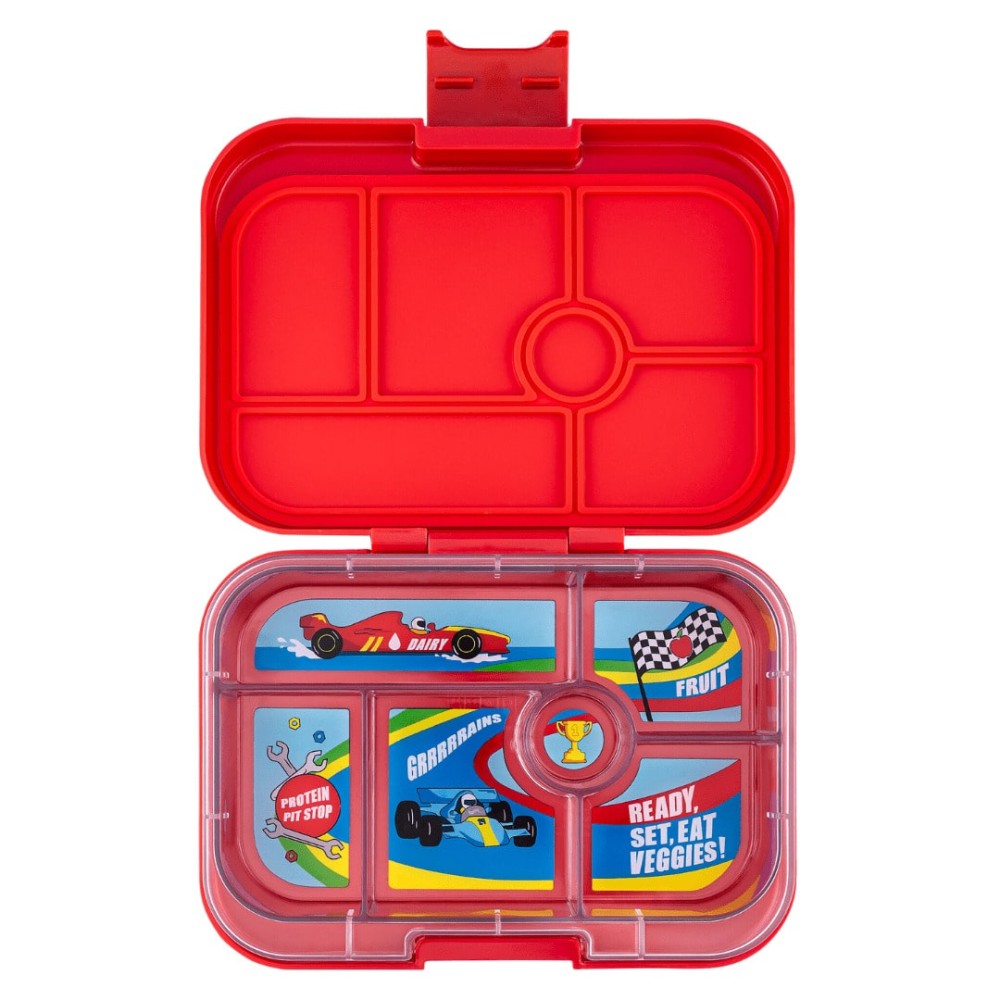 Yumbox Original Φαγητοδοχείο με 6 χωρίσματα (Roar Red - Race Cars)