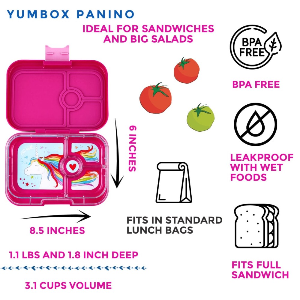 Yumbox Panino Φαγητοδοχείο με 4 χωρίσματα (Malibu Purple - Unicorn)