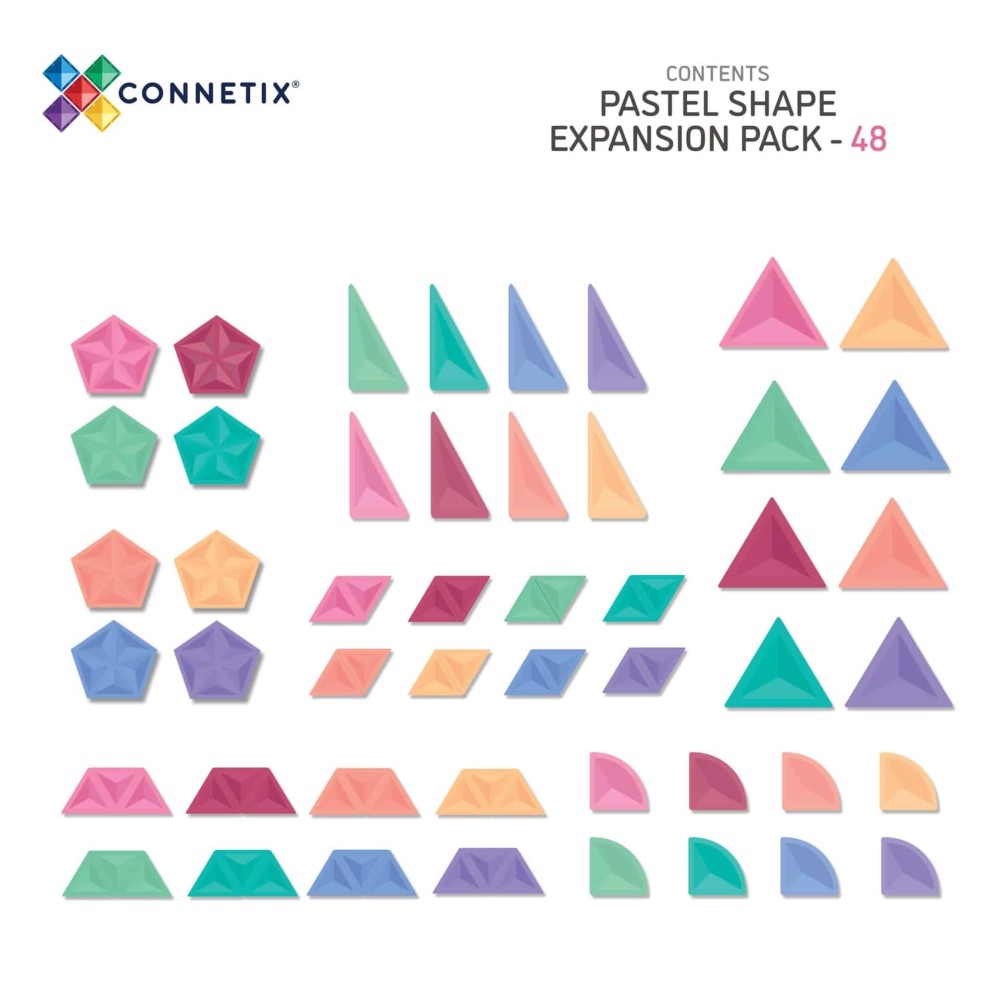 Connetix Pastel Shape Expansion Pack Μαγνητικά Τουβλάκια Κατασκευών 48τμχ.