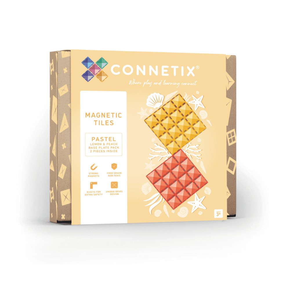 Connetix Pastel Lemon & Peach Base Plate Μαγνητικά Τουβλάκια Κατασκευών 2τμχ.