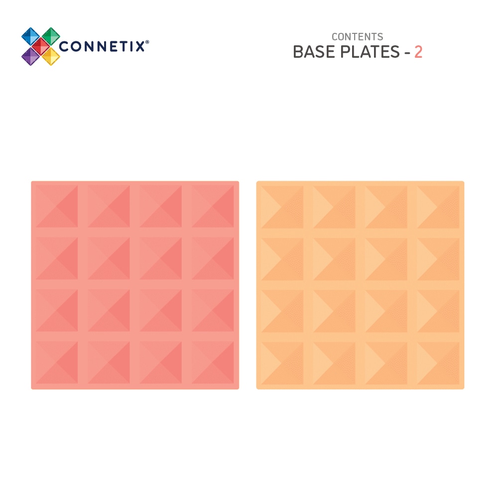 Connetix Pastel Lemon & Peach Base Plate Μαγνητικά Τουβλάκια Κατασκευών 2τμχ.