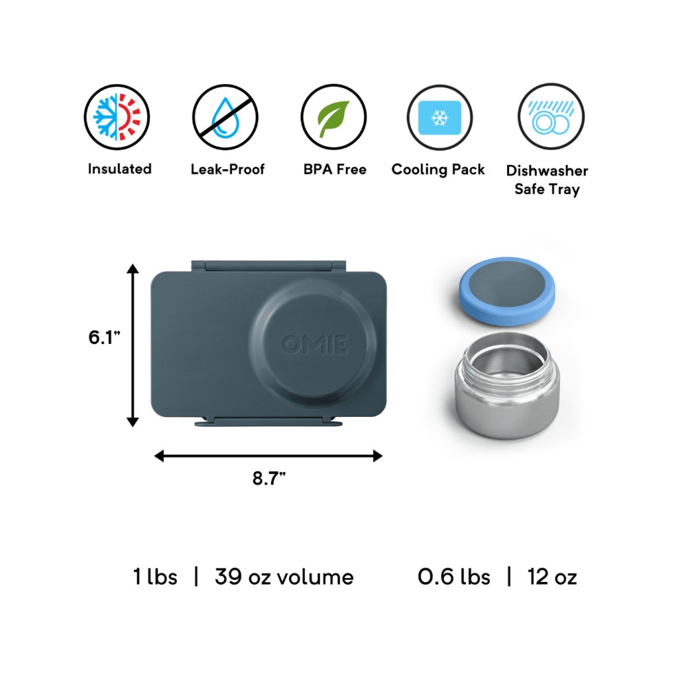 OmieBox Up Φαγητοδοχείο με 2 Ζώνες Θερμοκρασίας 1.15lt (Graphite)