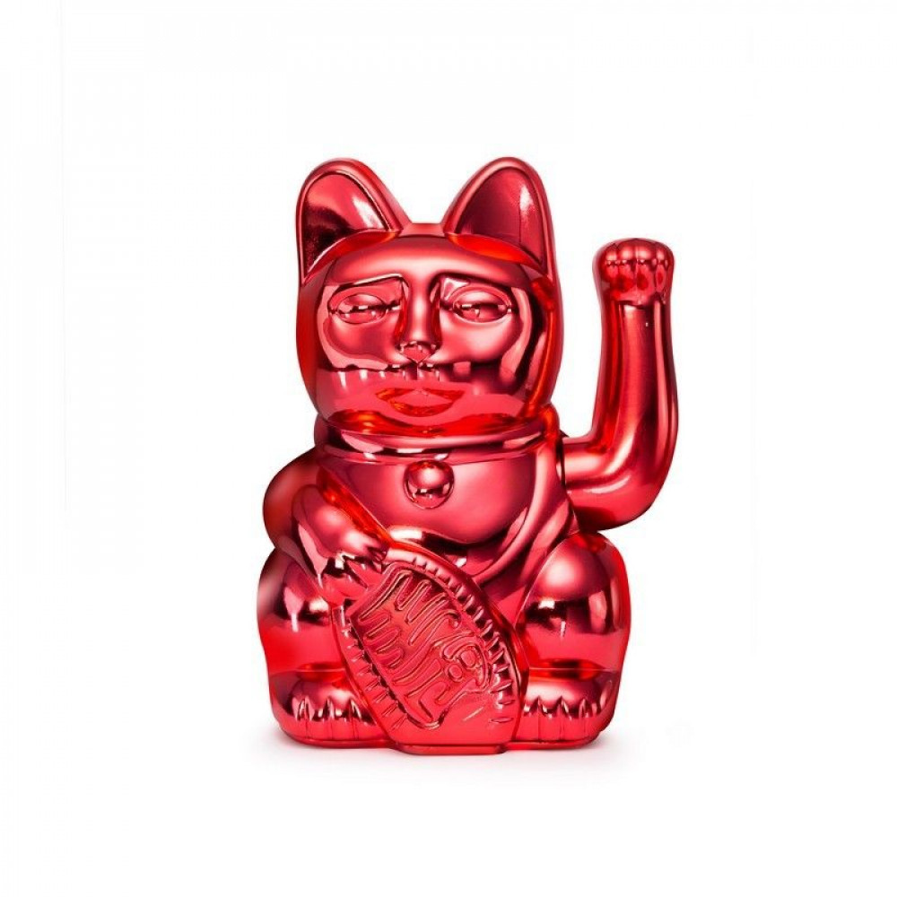 Τυχερή Γάτα Καλωσορίσματος Maneki Neko DONKEY 15 x 10,5 x 8 cm - Mεταλλικό Κόκκινο